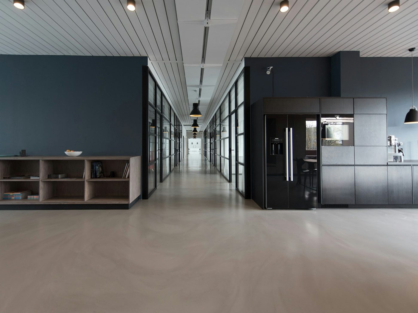 A freshly painted modern institutional interior